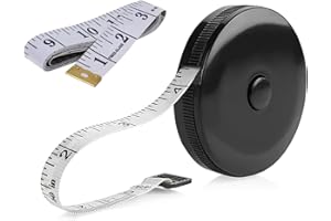 Body Measuring Tape, 2 Pcs Sewing Measuring Tape, Retractable Measurement Tape for Body, Tailor, Sewing, Craft, Cloth (Black,
