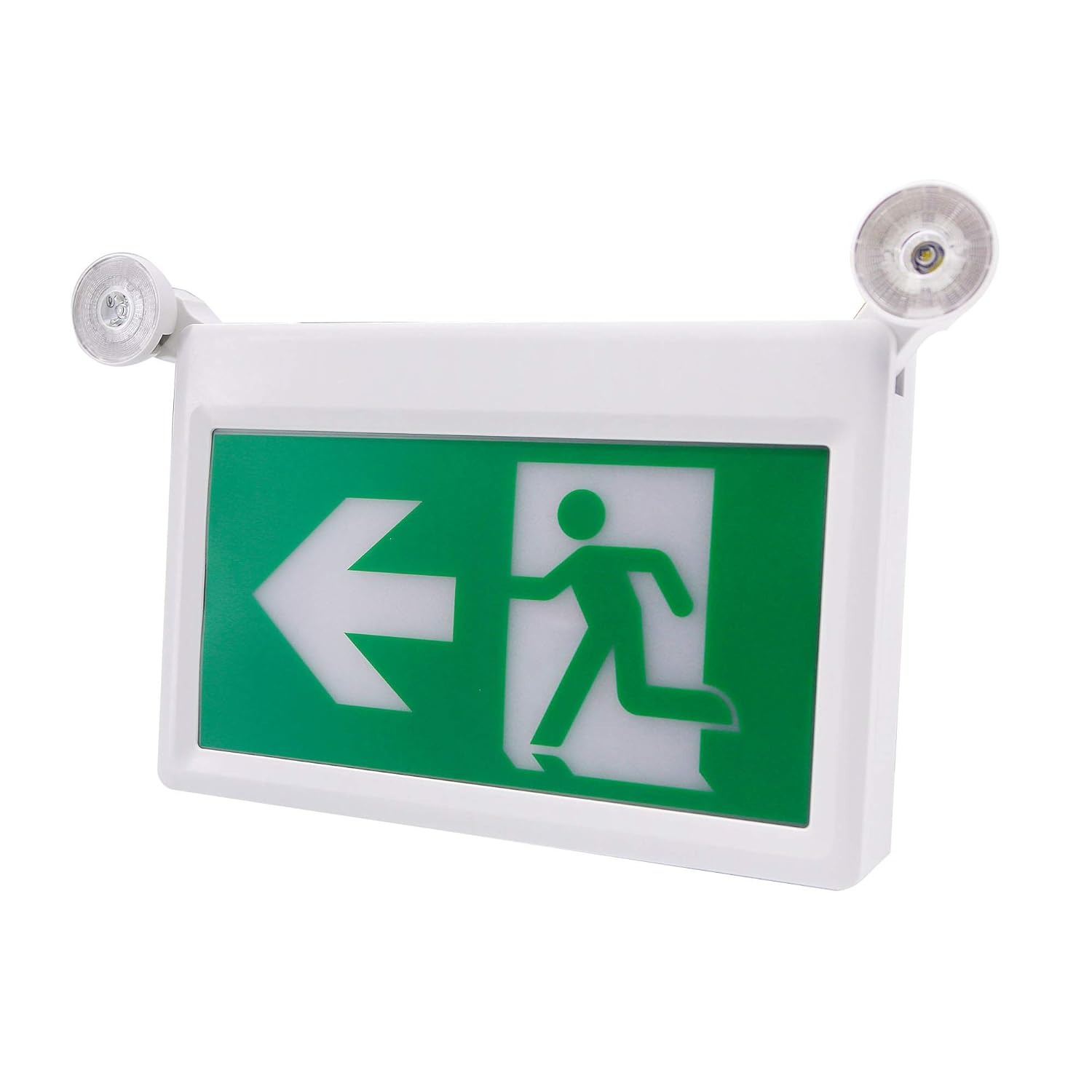 Led Exit Sign Emergency Light Combo, Running Man Green Exit Sign&Double