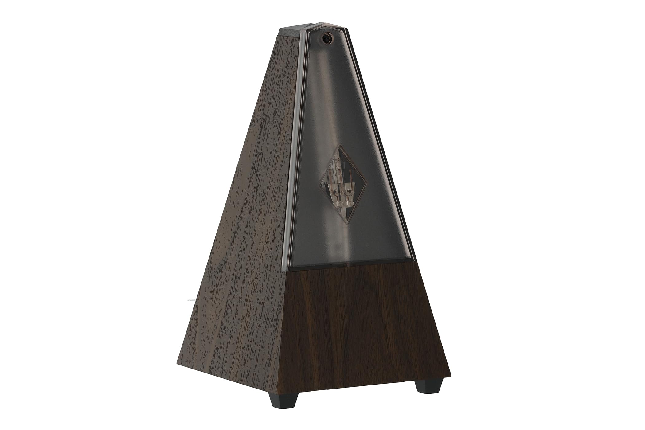 Wittner Metronome Taktell Pyramid Shape System Maelzel Series 802K - Plastic casing - With bell - With plexiglas lid - Walnut grain - Mechanically wound - No batteries required - Made in Germany