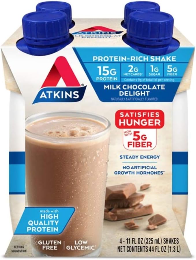 Atkins Milk Chocolate Delight Protein-Rich Shake. Rich and Creamy with High-Quality Protein. Keto-Friendly and Gluten Free. Value Pack. (8 Shakes): Health & Personal Care