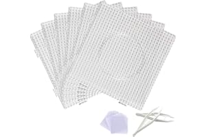 EGOSKY Fuse Bead Boards, 6Pcs 5mm Large Square Clear Plastic Beads Pegboards with 2Pcs Tweezers and 6Pcs Lroning Paper for Kids Craft