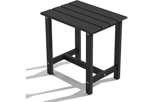 Yardgrace Adirondack Outdoor Side Table, Weather-Resistant/Easy Maintenance Patio Side Table for Backyard, Pool & Porch, Durable & Stylish Patio End Table, Black