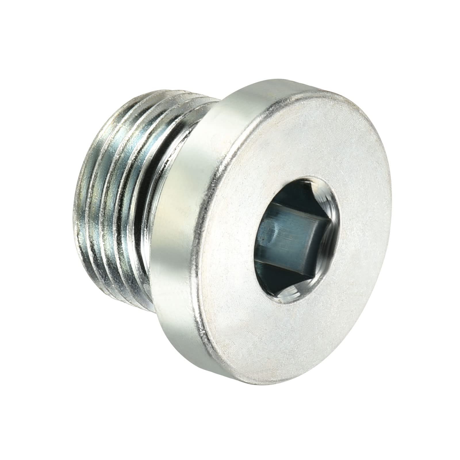 PATIKIL M18*1.5 Internal Hex Head Pipe Fitting Plug, Male Thread 45# Steel Socket Plug with Sealing Ring for Terminate Pipe Ends