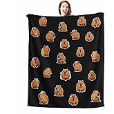 Capybara Gifts for Girls Boys Kids - Soft Fleece Throw Capybara Blanket 50"x60", Cozy Decorative Blankets for Bed, Couch, Sofa, Camping - Black
