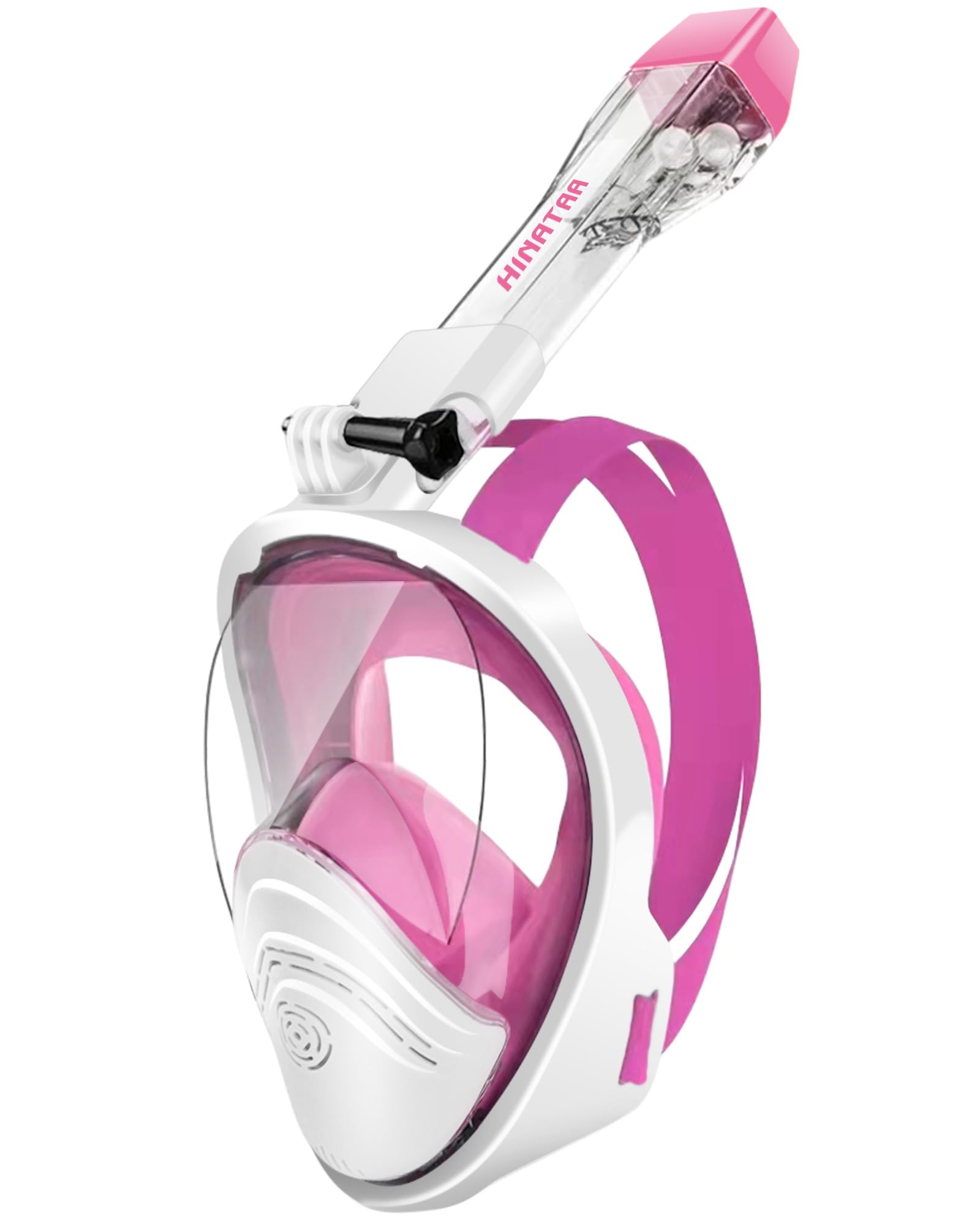 HINATAA 180°Full Face Snorkel Mask,Double Floating Ball Design Anti-Leak Free Breathing,Full Dry Anti Fog Breathing System Snorkeling Mask,Professional Snorkeling Set (Pink, S/M)