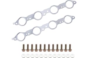 SHOZHO 12617944 Exhaust Manifold Gasket Bolts Kit Manifold Gaskets with Bolts Compatible with Silverado Sierra Suburban 1500 2500 HD Yukon CTS Escalade MLS LS LQ LM7 4.8L 5.3L 5.7L 6.0L 6.2L