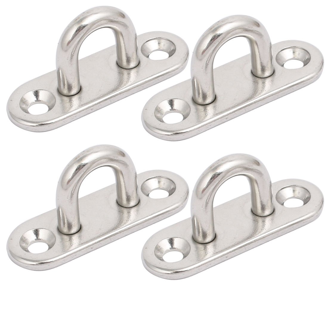 sourcing map 316 Stainless Steel 5mm Thick Ring Oblong Sail Shade Pad Eye Plate Boat Rigging 4pcs