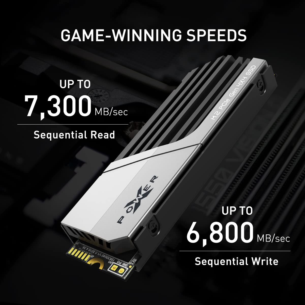 Silicon Power 4TB XS70 Nvme PCIe Gen4 M.2 2280 SSD R/W Up to 7,200/6,800 MB/s, DRAM Cache, with Built-in PS5 Heatsink, Compatible with PlayStation 5 (SP04KGBP44XS7005)