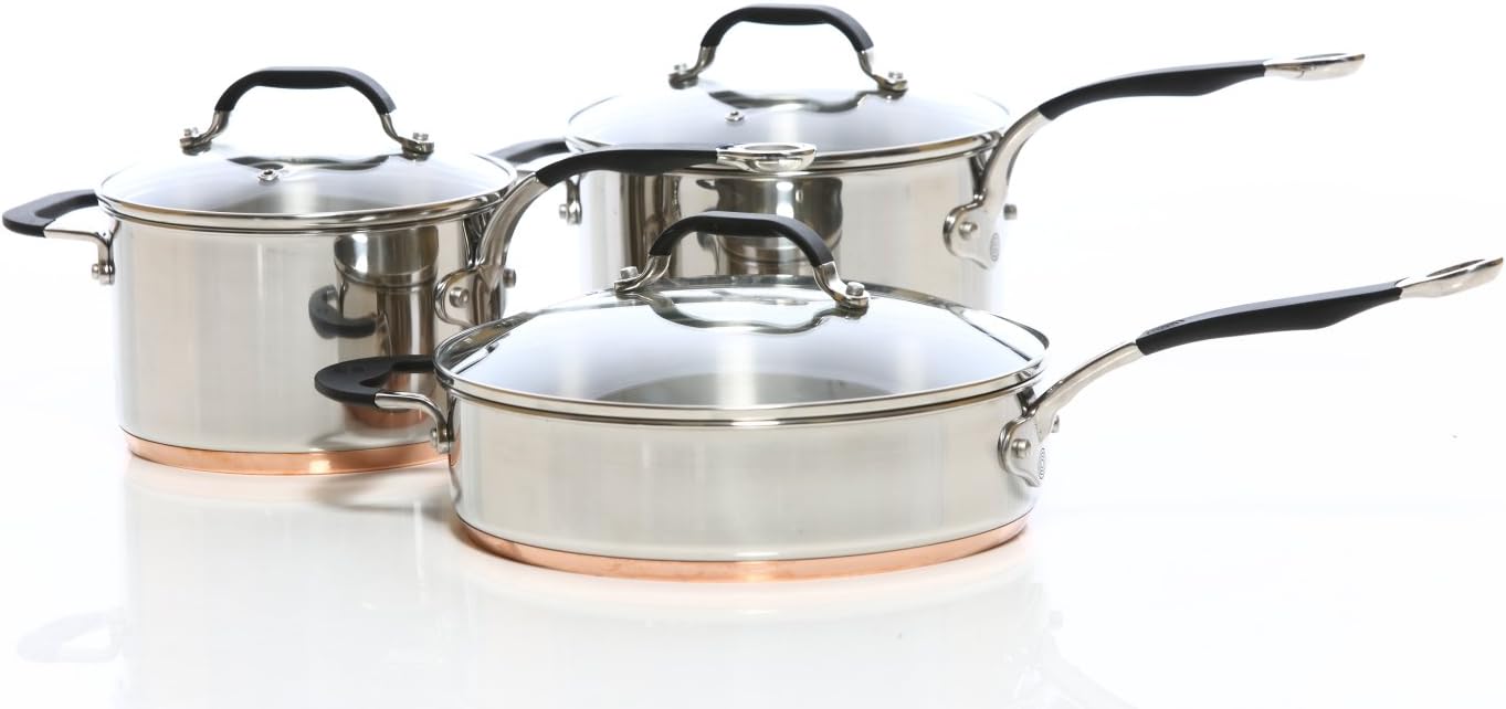 ProWare Copper Base Cookware Set of 3 (18cm, 20cm saucepans 26cm Saute)