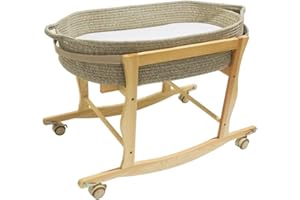 ECOADE Moses Basket Stand, Baby Moses Basket Rocker Stand - Natural Wood