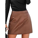 CUPSHE Women Skirts Women Faux Leather High Waist Mini Skirt Bodycon Wrap Notched Hem Casua Party