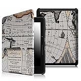 Fintie SmartShell Case for Kindle Voyage - [The Thinnest and Lightest] Protective PU Leather Cover with Auto Sleep/Wake for Amazon Kindle Voyage (2014), Map