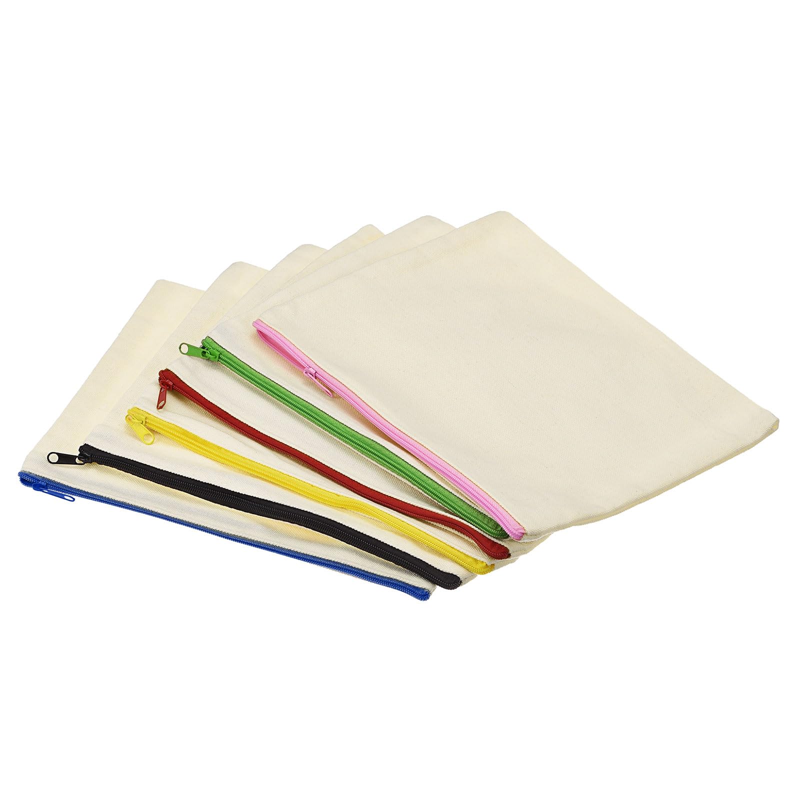 PATIKIL Canvas Zipper Pouch, 6 Pack Blank Zip DIY Craft Bags Pencil Case Storage Pockets for Travel Organizing Accessory, Multi-Colors
