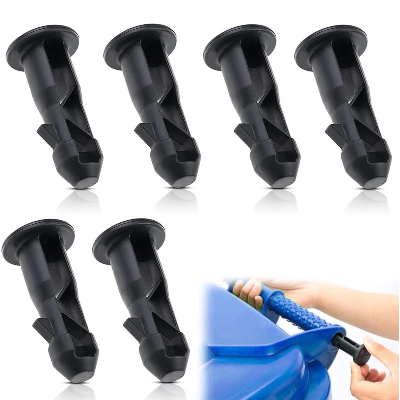 Generic 3 Pairs Wheelie Bin Compactor Hinge Pins, Black, Plastic/Nylon, Surface Mount, 6 Count, Suitable for 120/240L/660L Bins