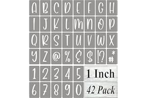 REOLAN 1 Inch Alphabet Letter Stencils for Painting - 42 Pack Letter and Number Stencil Templates with Signs for Painting on Wood, Reusable Letters and Numbers Stencils for Chalkboard Wood Signs & Wall Art