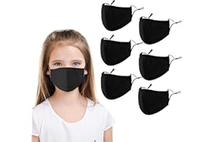 CHIMOO 3-Ply 6 PCS Kids Cloth Face Masks - Washable Reusable Breathable Children Face Masks (Black*6)