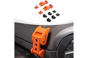 RAZPOY Hood Latches Aluminum Hood Catch Lock Kit Compatible with Jeep Wrangler JK JL & Gladiator JT Exterior Accessories (Type A, Orange)