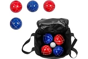 Trademark Innovations Bocce Ball Premium Set - 9 Resin Balls with Carry Case (Red/Blue, 90mm)
