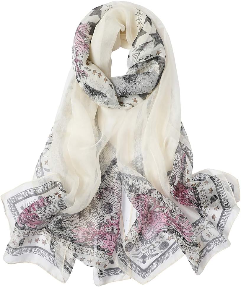 STORY OF SHANGHAI Womens 100% Mulberry Silk Head Scarf For Hair Ladies Silk Floral Head Scarfs