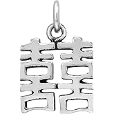 AeraVida Feng Shui Double Happiness Chinese Symbol .925 Sterling Silver Pendant Charm | Elegant and Symbolic Unisex Jewelry Accessory
