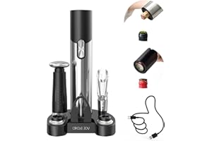 CIRCLE JOY Electric Wine Opener Set Automatic Wine Opener Kit for Wine and Beer Cordless Electric Wine Bottle Openers Gift Set with Foil Cutter, Aerator Pourer, Vacuum Pump and 2 Wine Stoppers