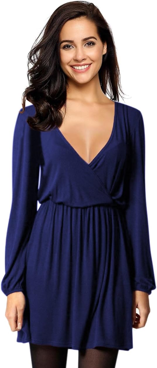 Leadingstar Women's V-Neck A-Line Party Casual Dress