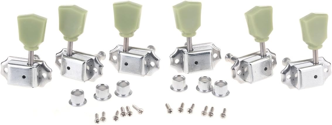 Musiclily 3R3L Vintage Guitar Tuners Tuning Pegs Machine Heads Set for Les Paul SG Style Electric Acoustic Guitar,Chrome