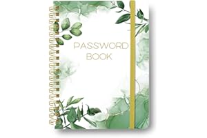 TIANKOOL Password Book with Alphabetical Tabs - Spiral Password Notebook for Internet & Computer Login, Recording Website, Usernames, Passwords. Password Keeper for Home or Office, 5.1 x 6.9 IN