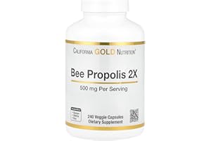 California Gold Nutrition Bee Propolis 2X Potency, Concentrated Extract 500 mg, Equivalent to 1000 mg of Natural Propolis, Support Immune Health & Vitality*, 240 Veggie Capsules