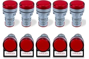 ARLETA Voltage 12V/24V/110V/120V Current 20mA Energy Saving LED Indicator Light Mounting Hole Size 22mm(7/8 Inch) Red 10Pcs
