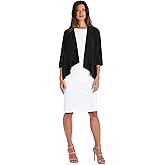 R&M Richards Women's 3/4 Sleeve Draped Front Swing Shrug - Lightweight Open Front Layer for Dresses & Tops