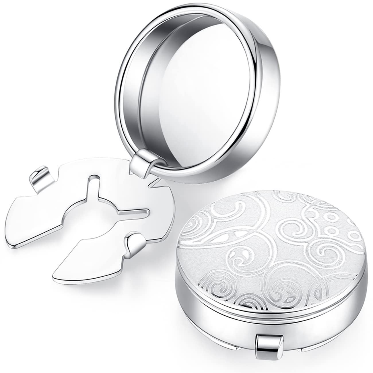 HONEY BEAR Round Retro Pattern Carved Button Covers Cufflinks for Mens Ordinary Shirt Wedding Business Gift Silver