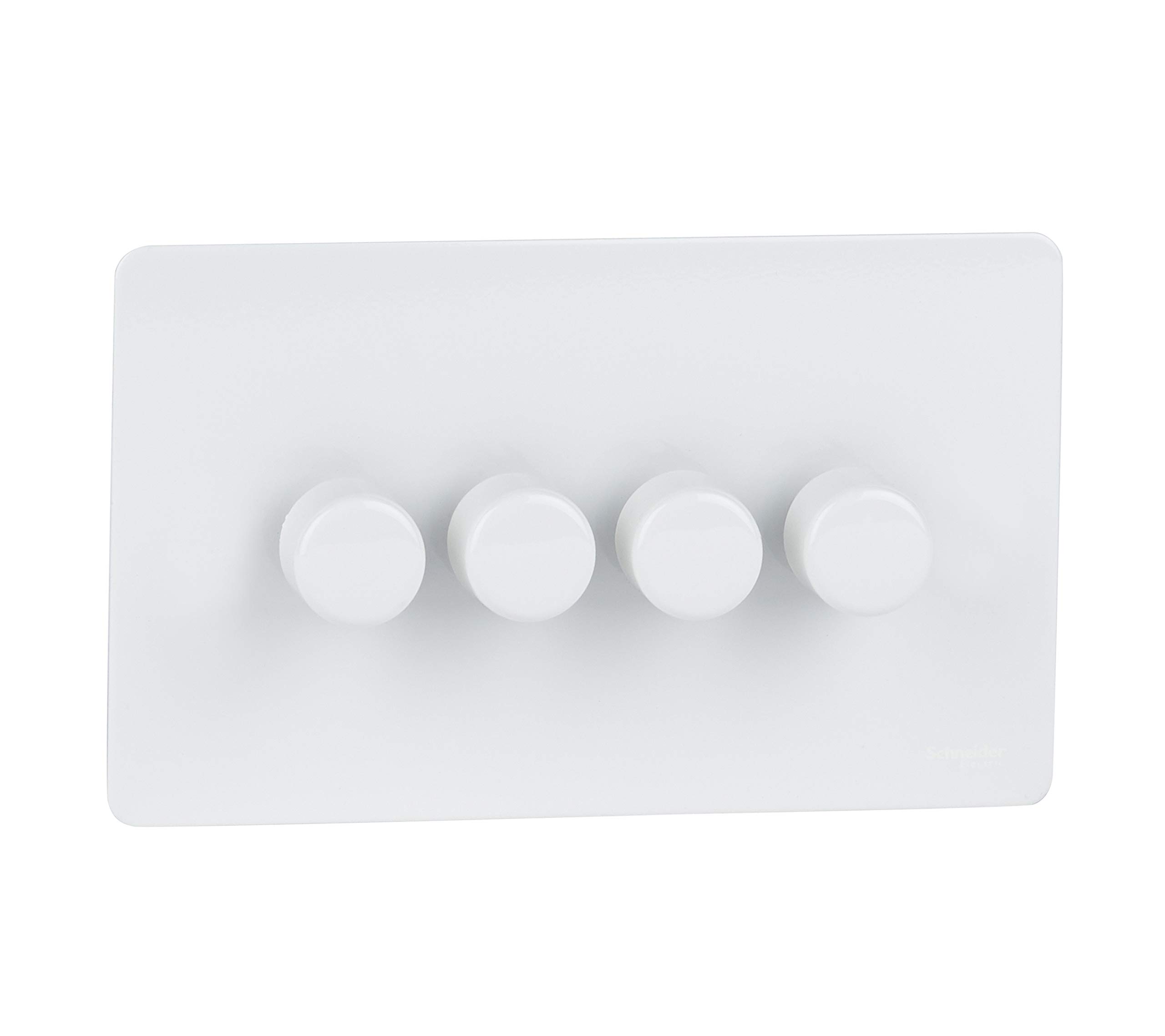 Schneider Electric GU6442CPW Ultimate Screwless Flat Plate (USFP), Removable Front Plate for Ease and Efficient Decorating, Wiring Devices, White Painted, 4 Gangs