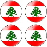 HSQCEZ 4 Pcs Lebanon Flag Pin Round 1 Inch, Lapel Pins Souvenir Badge for Hat Clothes Backpack,Lebanese Flag Brooch Accessories Party Favors,Patriotic Pin Accessories for Men/Women