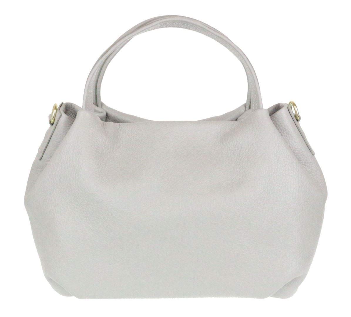 Girly Handbags Womens Bucket Genuine Leather Handbag - Light Grey