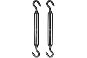 Antrader M12 Turnbuckle Hook and Hook,2Pcs Stainless Steel Turnbuckles M12 Double Hook Turnbuckle Heavy Duty Turnbuckles Cable Turnbuckle Black Turnbuckle for Wire Rope Tension