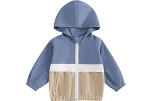 MBMSHEGH Toddler Baby Grils Boys Hoodie Zipper Waterproof Patchwork Raincoat Lightweight Windbreaker Outwear Rain Jacket 1-4T