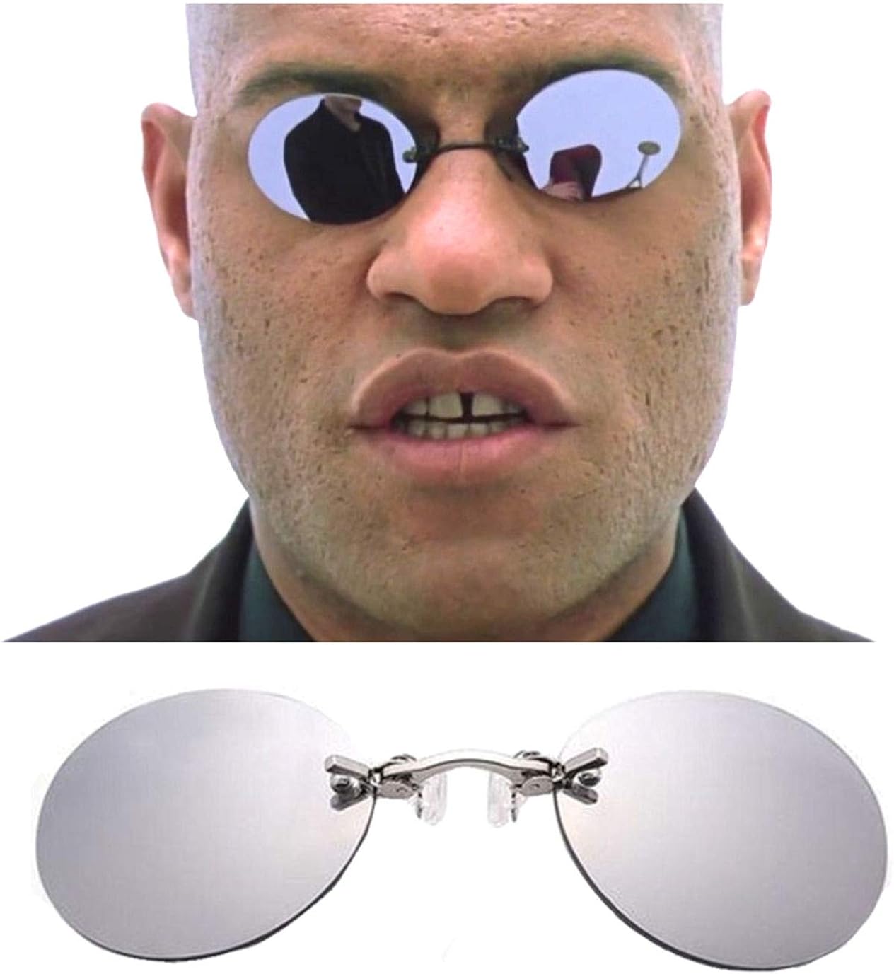 Morpheus Silver Round Clipon Mirrored Sunglasses Film Neo Movie