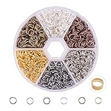 PandaHall Elite 1 Box 6 Colors About 1800 Pcs Iron Plated Jump Rings Unsoldered 6mm Diameter Wire 21-Gauge Jewelry Making Findings