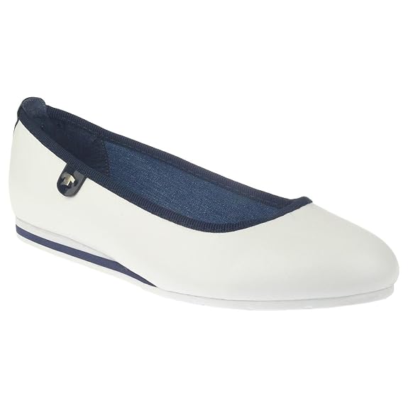 TOM TAILOR 4890506 Damen Ballerina Geschlossen Weiß Glatt Gr.37-43