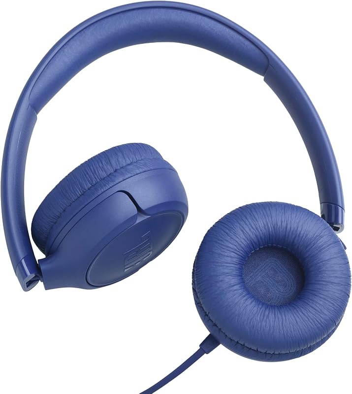 Auscultadores Tune 530 com fio, ajuste confortável, microfone, som JBL Pure Bass, predefinições de equalização, design dobrável e cabo sem emaranhados, preto
