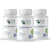 Scientific Health Solutions Melatonin 60mg | High Dosage Melatonin in Easy-to-Swallow Capsules | Vegan, Non-GMO &amp; Gluten-Free | US-Made Extra Strength Melatonins (3-Pack)
