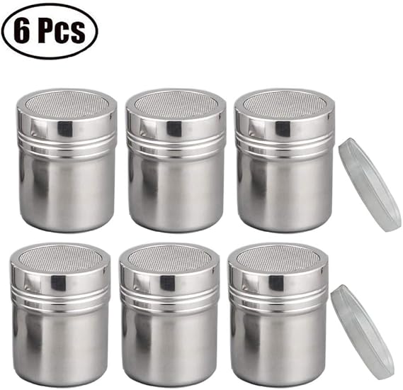 Powder Shaker with Lid, Stainless Steel Fine Mesh Shaker, for Sifter Cocoa, Cinnamon