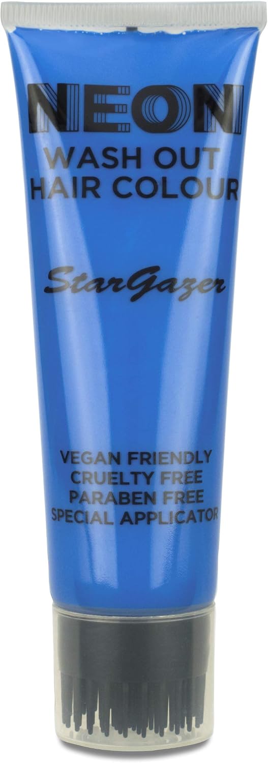 Stargazer Neon UV-Reactive Wash Out Hair Colour, Super Vibrant Colour, Blue, Neon Blue
