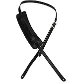 Levy's Leathers Classic 50'S Style Veg-Tan Guitar Strap With Sliding Shoulder Pad And Buckle Adjustment, Black (M25-BLK)