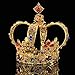 FUMUD Height 5.5'' Luxury Vintage Gold Wedding Crown Alloy Bridal Tiara Baroque Queen King Crown (1#) (Multicolor)