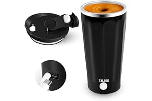 TXLOOK Self Stirring Mug, Rechargeable Automatic Magnetic Stirring Coffee Mug, Rotatable Stainless Steel Electric Mixing Cup with Lid, Can Stir Coffee/Cocoa/Protein Powder, Suitable for Office/Travel/Home