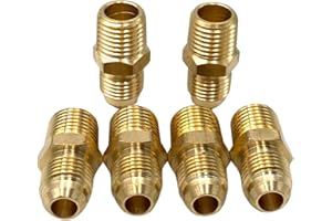 BUMUGUFU 6 Pcs Brass Couples Tube Fittings, 5/16 Inch Flare to 1/4 Inch NPT Male Tube Fittings for LP and Natural Gas and Fuel System