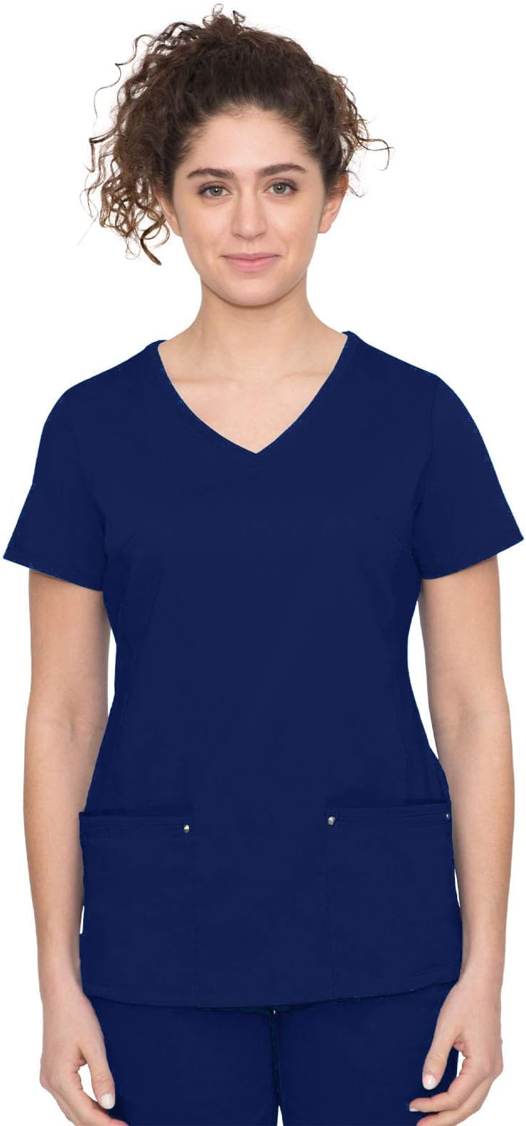 Healing Hands Women's Scrub Top V-Neck with 2 Pockets, 2-Way Stretch, and Yoga Knit Side Panels for Slim Fit- 2245