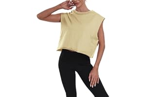 Carpetcom Women's Workout Tank Top Crop Tops Cropped Athletic Gym Muscle Shirts